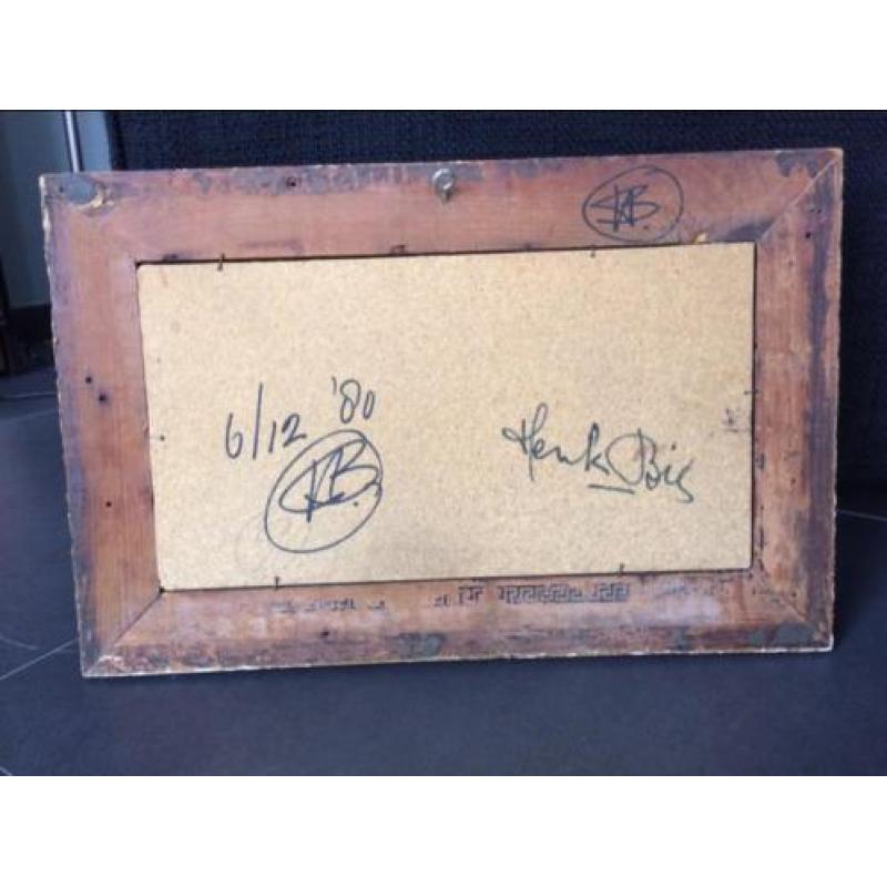 Henk Bies, olieverf op paneel, afm incl lijst 47x32 cm