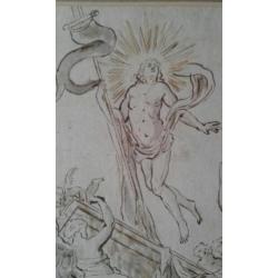 Prent tekening bruine inkt