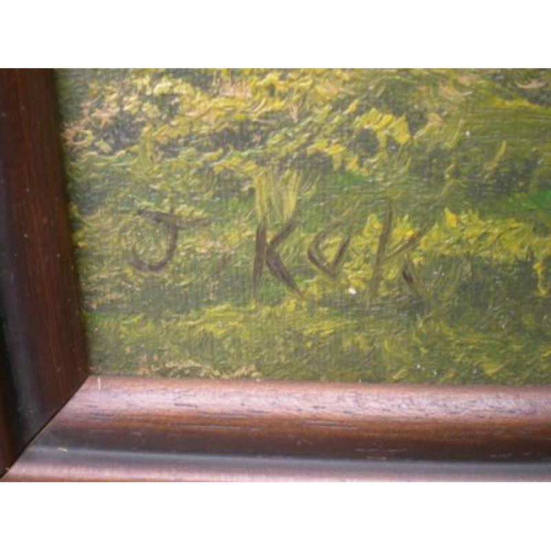 Boerderij aan het water gesigneerd J.Kok