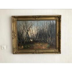 Olieverf schilderij antiek bomen met mooie lijst