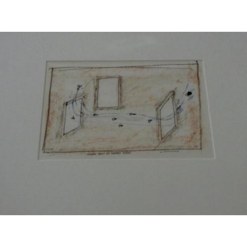 Co Westerik - pen/krijt op papier: vliegen- gesigneerd - 199