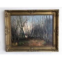 Olieverf schilderij antiek bomen met mooie lijst