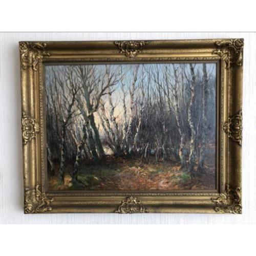 Olieverf schilderij antiek bomen met mooie lijst