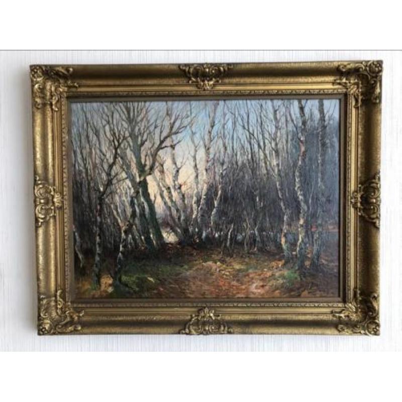 Olieverf schilderij antiek bomen met mooie lijst