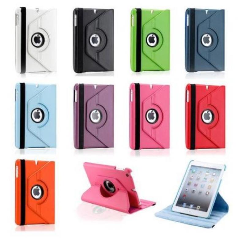 iPad 2017 5e generatie lederen hoes hoesje 360 graden oranje