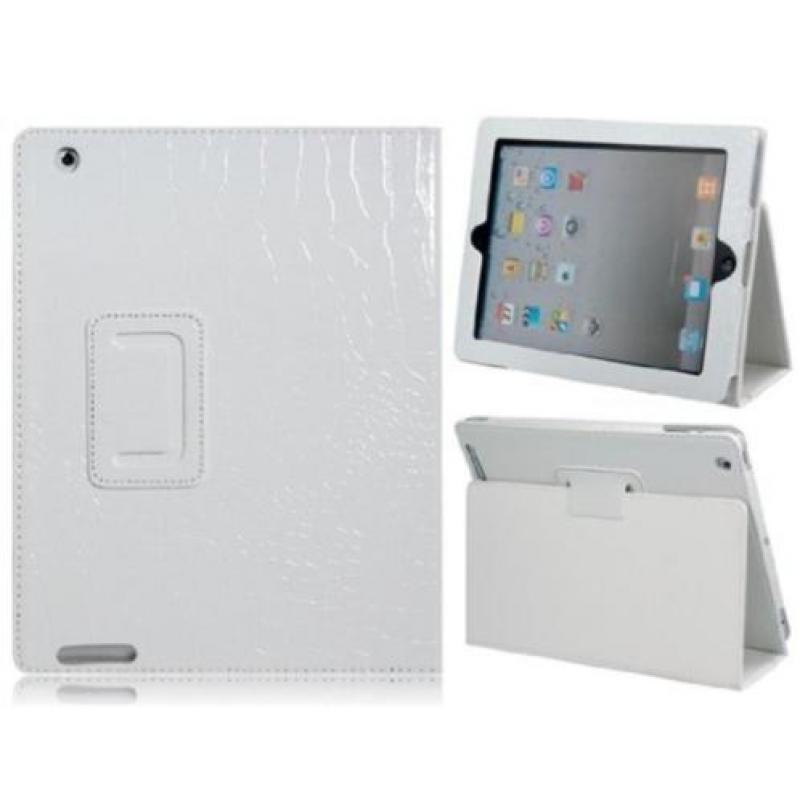 Witte Croco Krokodil iPad 2, 3 en 4 Hoes Case Cover