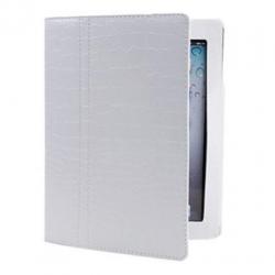 Witte Croco Krokodil iPad 2, 3 en 4 Hoes Case Cover