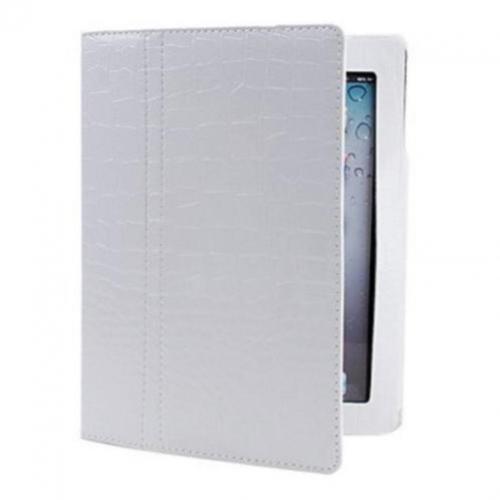 Witte Croco Krokodil iPad 2, 3 en 4 Hoes Case Cover