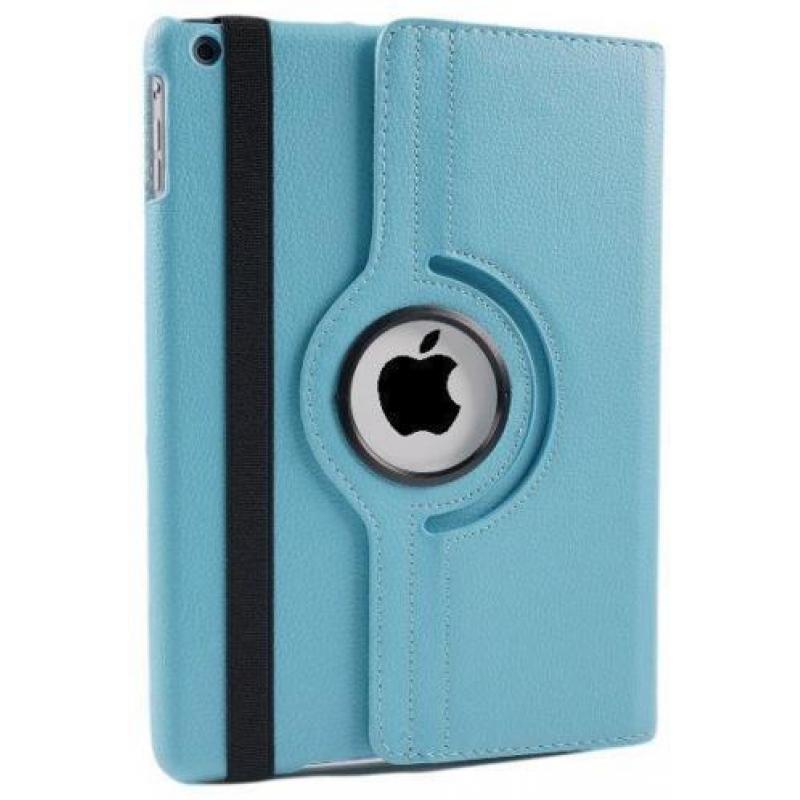 iPad Air hoes 360 roteerbaar PU Leder Aqua Blauw