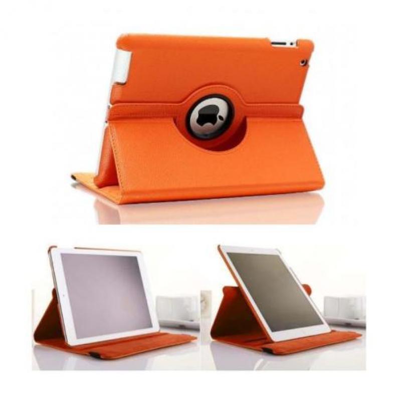 iPad 2017 5e generatie lederen hoes hoesje 360 graden oranje
