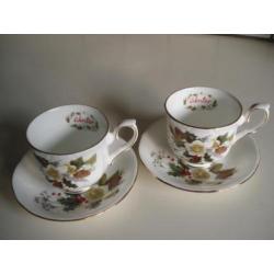 Kerst Servies 2 Engelse Kop en Schotels "Winter" Duchess
