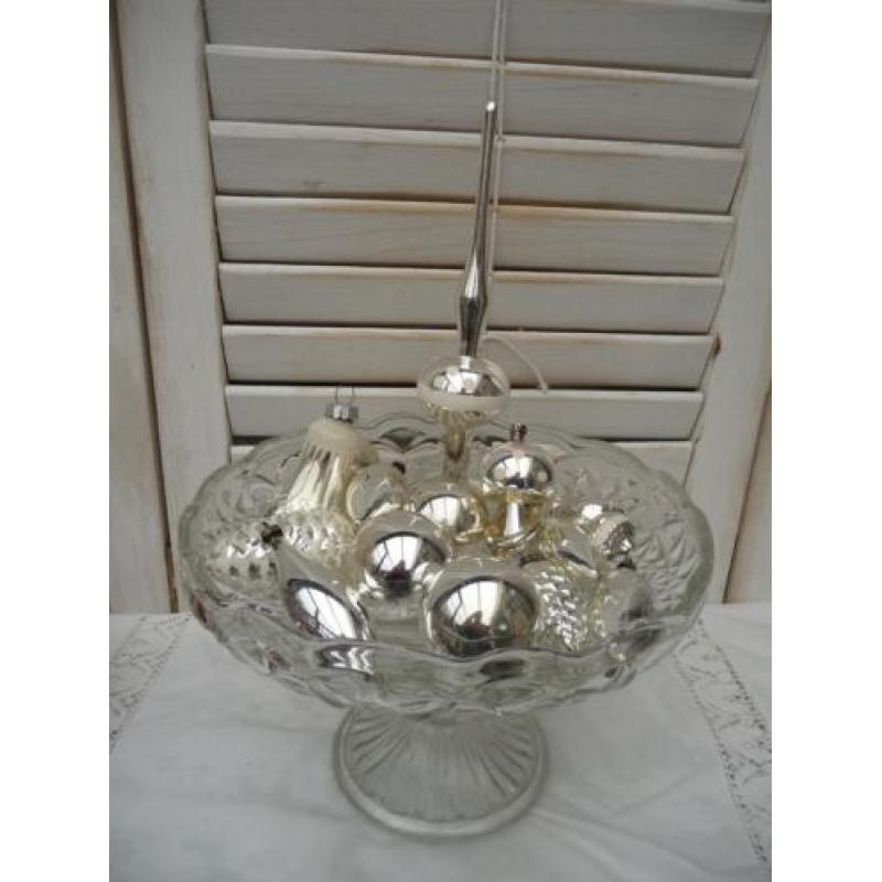 15 Oude kerstballen glazen zilveren diverse Kerst/versiering