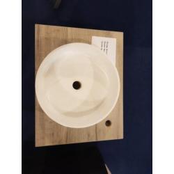 Tortu opzet wastafel 37x13cm 1cm dik glans wit