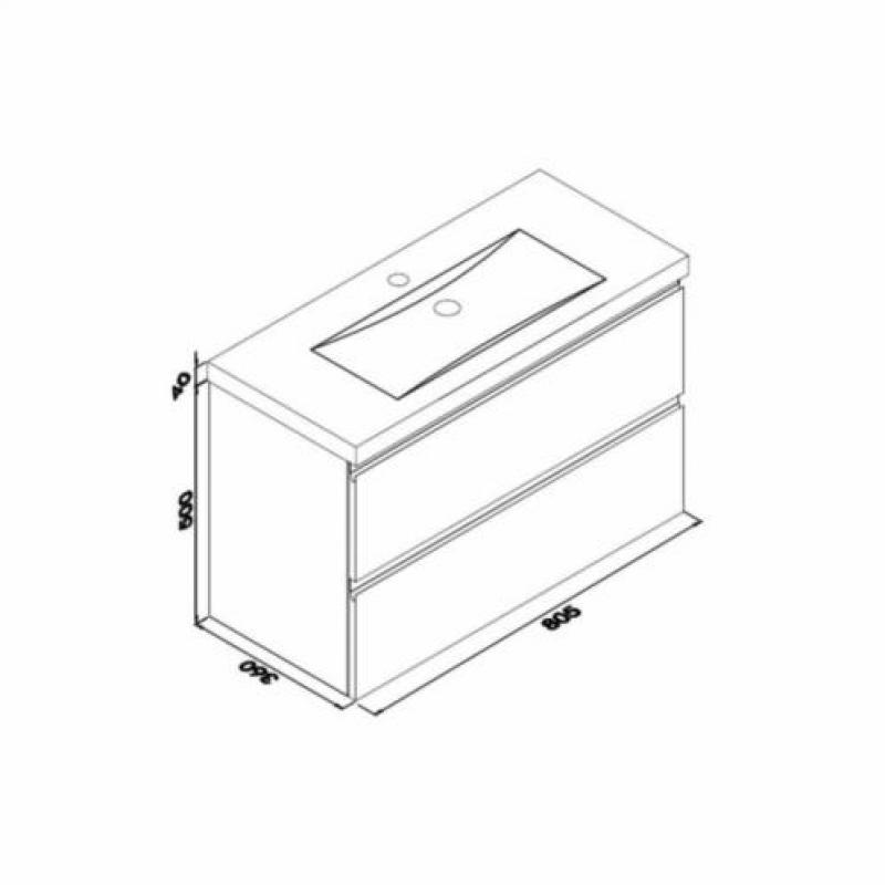 Badmeubel Set Extra Compact 80X36 Cm Hoogglans Wit