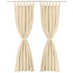 vidaXL Micro-satijnen gordijnen met lussen 140x225 cm beige