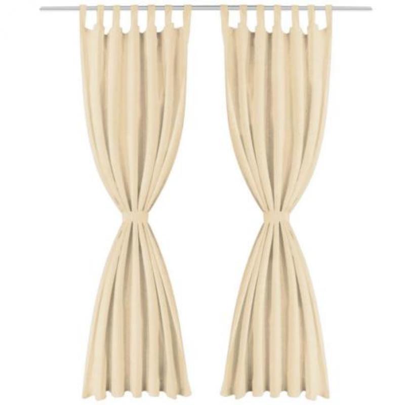 vidaXL Micro-satijnen gordijnen met lussen 140x225 cm beige