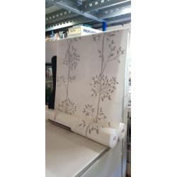 Behang bomen nieuw wit zilver glitter