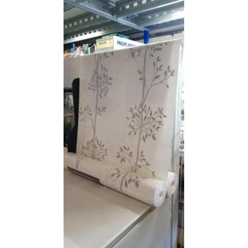 Behang bomen nieuw wit zilver glitter