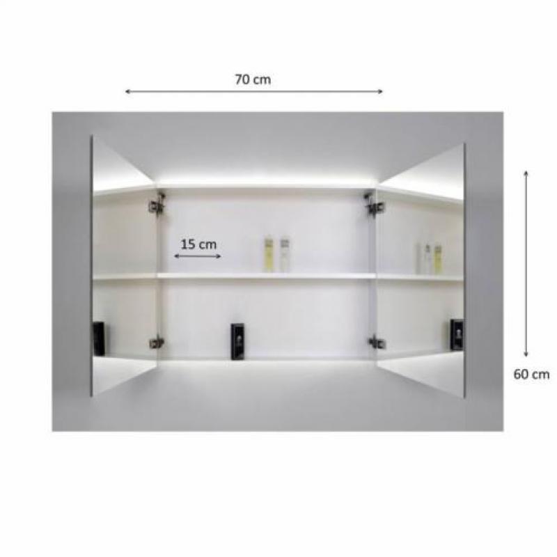 Spiegelkast Sanicare Qlassics Ambiance 70 cm 2 Deuren Alu...