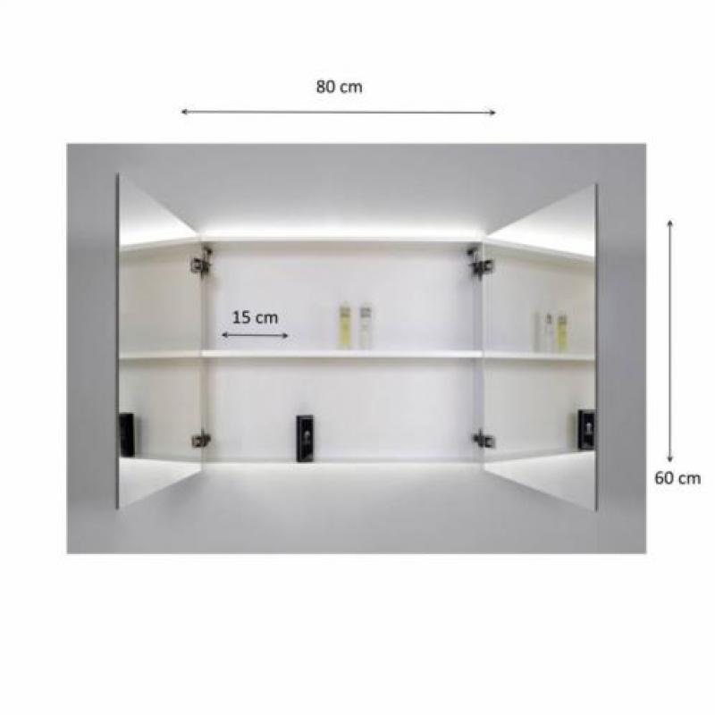 Spiegelkast Sanicare Qlassics Ambiance 80 cm 2 Deuren Alu...