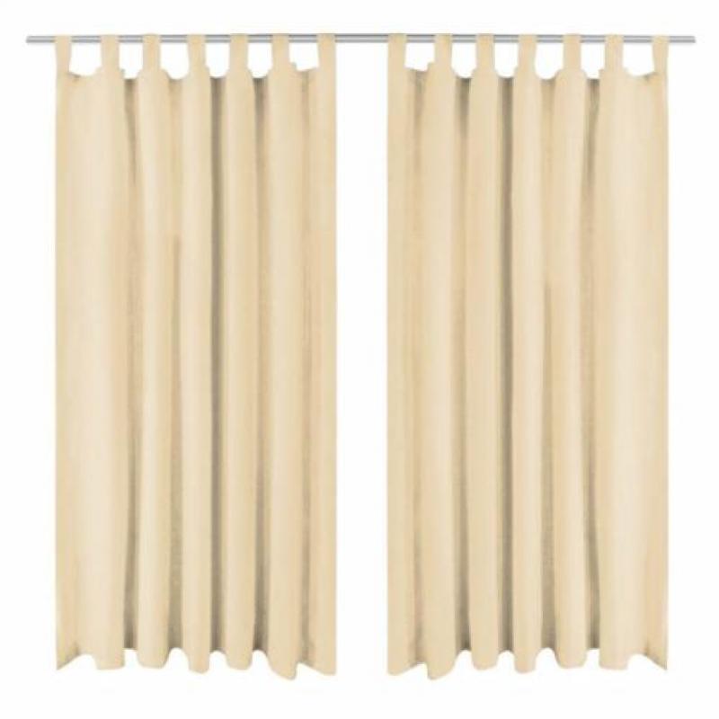 vidaXL Micro-satijnen gordijnen met lussen 140x225 cm beige