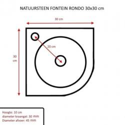 Fontein Sanilux Rondo Hardsteen 30x30x10cm Kwartrond met ...