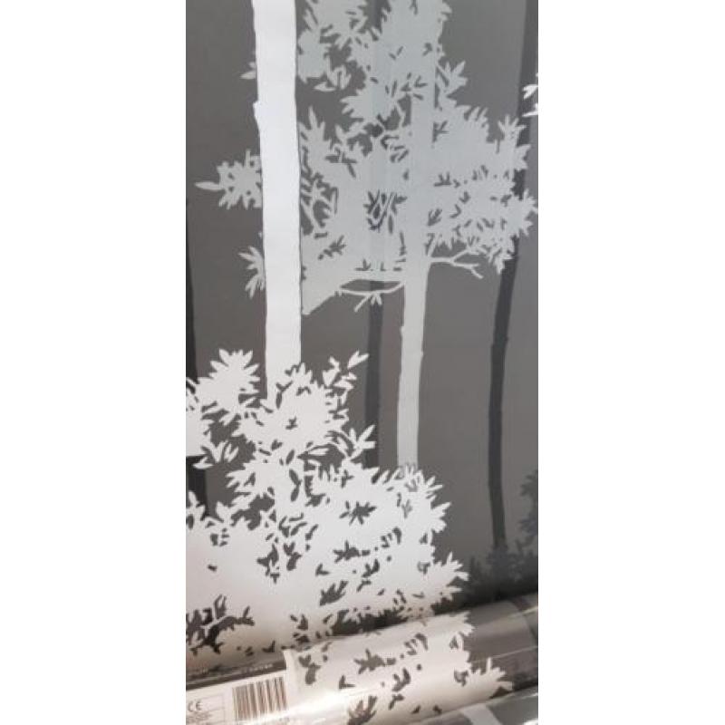 Behang zwart zilver bomen nieuw