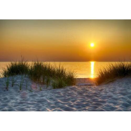 Zonsondergang strand fotobehang
