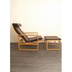 F) Borge Mogensen fauteuil + hocker - Deens design