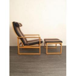 F) Borge Mogensen fauteuil + hocker - Deens design